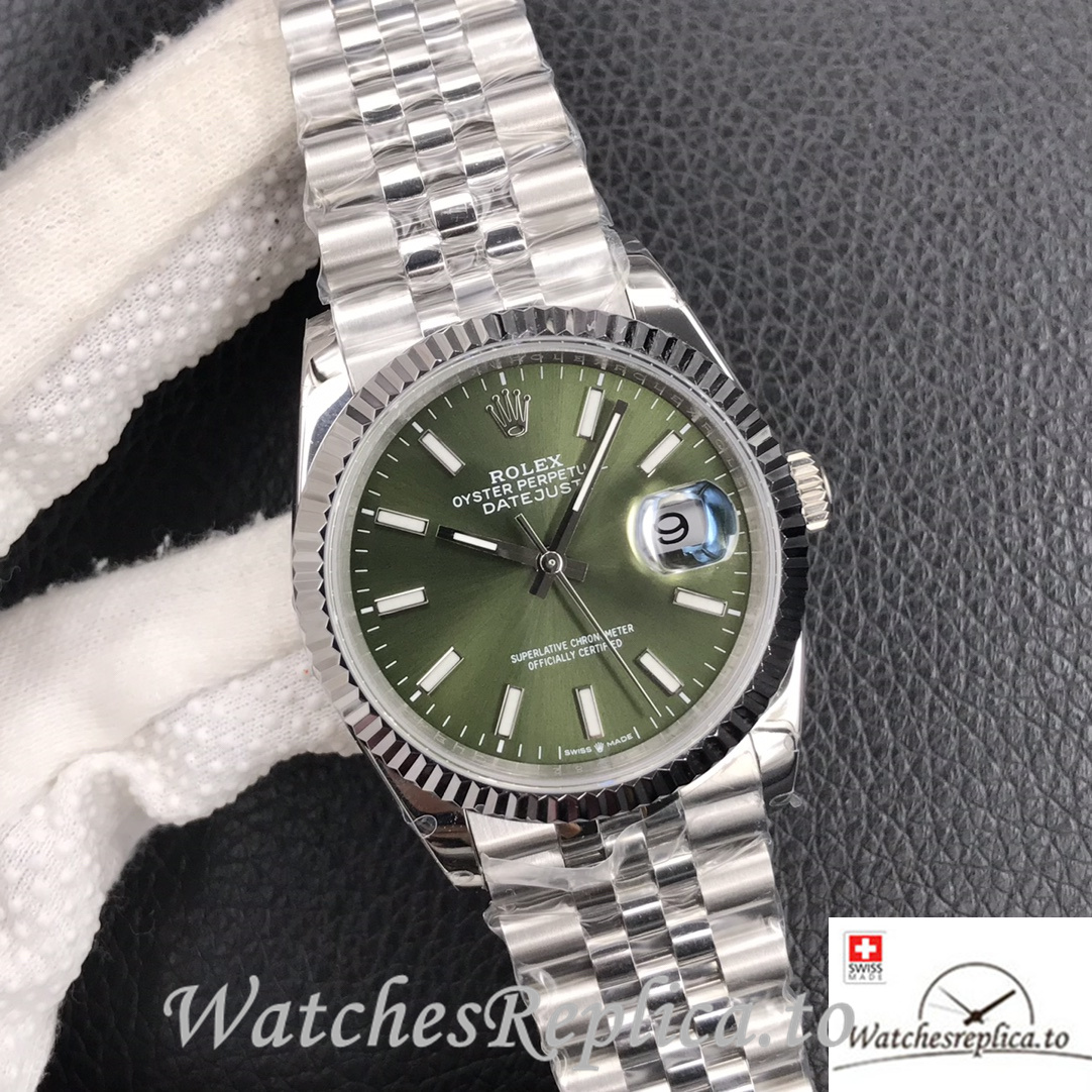 Swiss Rolex Datejust Replica Stainless steel strap 36MM Green Dial - WatchesReplica.is