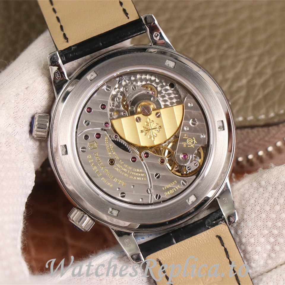 Patek Philippe Replica Complications 6104 Leather strap 44MM - WatchesReplica.is