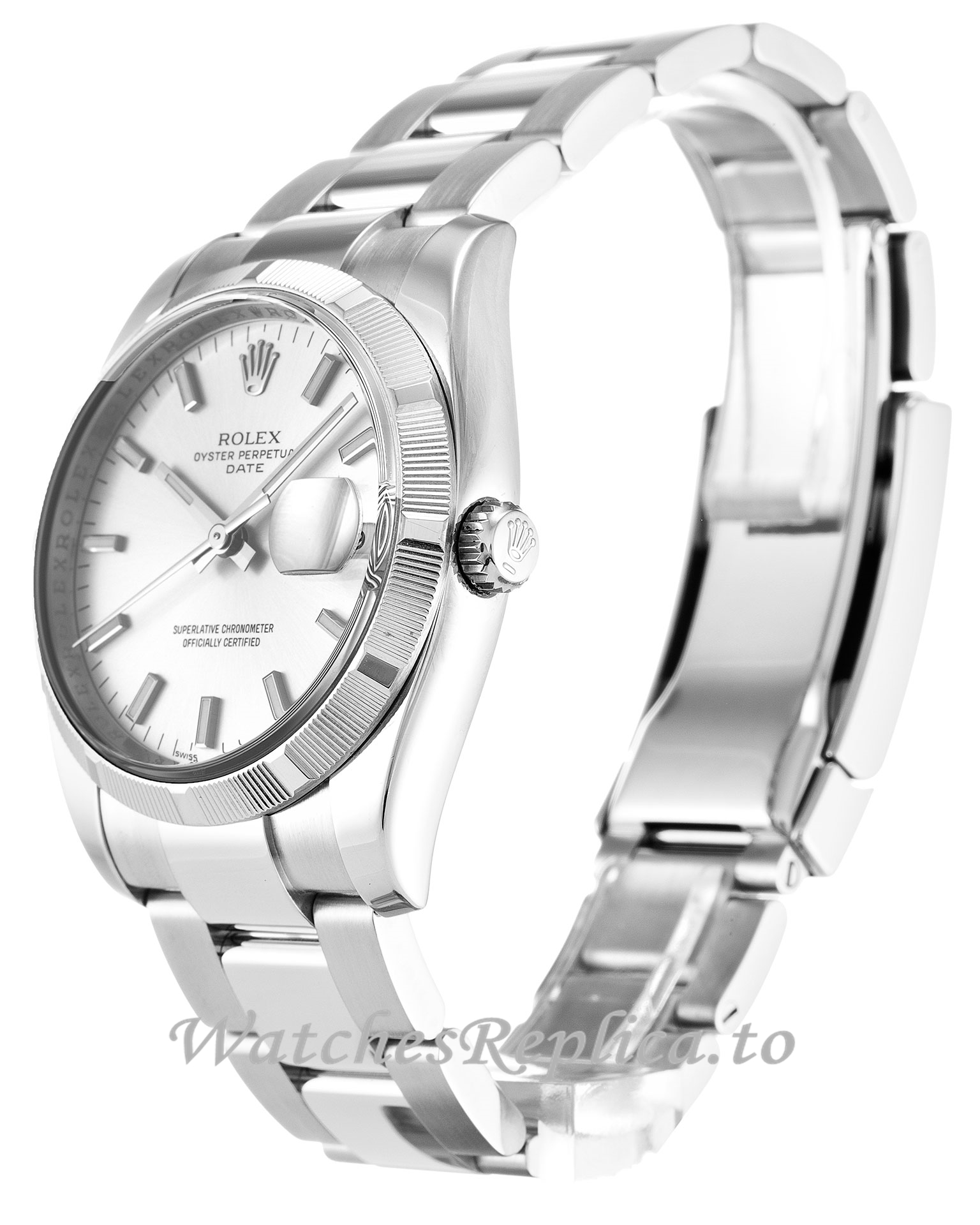 Rolex Oyster Perpetual Date Silver Dial 115210-34 MM - WatchesReplica.is