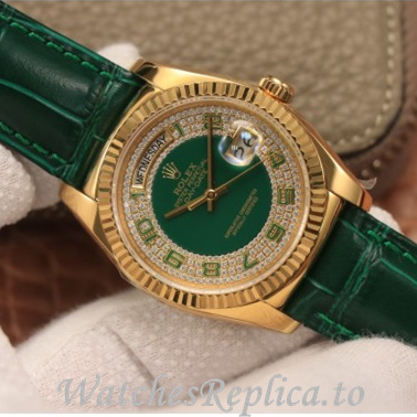Swiss Rolex Day Date Replica 118138 Leather strap 36MM - WatchesReplica.is