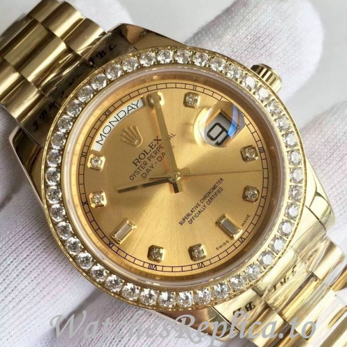 Swiss Rolex Day Date Replica 228348 Yellow Gold strap 40MM - WatchesReplica.is