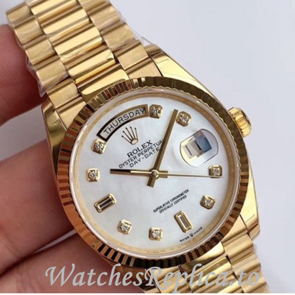Swiss Rolex Day Date Replica 128238 Yellow Gold strap 36MM - WatchesReplica.is