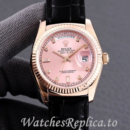 Swiss Rolex Day Date Replica 118139 Leather strap 36MM - WatchesReplica.is