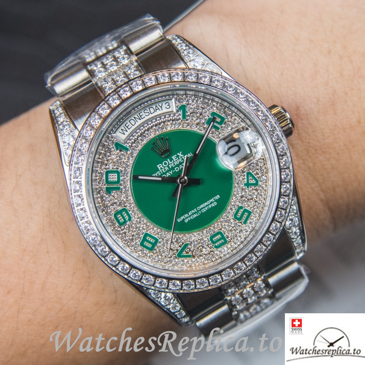 Swiss Rolex Day Date Replica Stainless steel strap 40MM - WatchesReplica.is