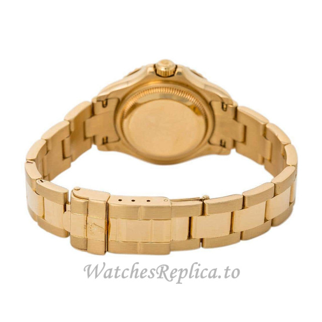 Replica Rolex Yacht-Master 169628 B 29MM Yellow Gold strap Ladies Watch - WatchesReplica.is