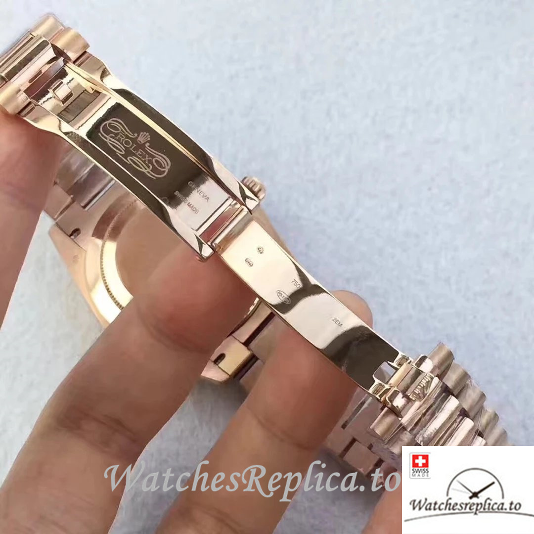 Swiss Rolex Day-Date Replica 228345 Rose Gold strap 40MM - WatchesReplica.is
