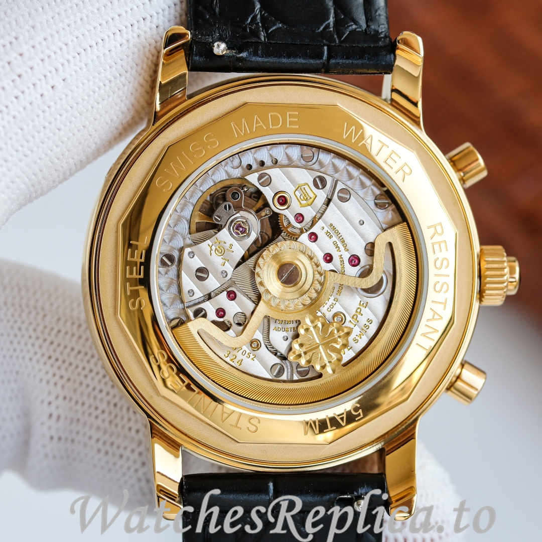 Patek Philippe Replica Complications Leather strap 41MM - WatchesReplica.is