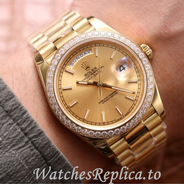 Swiss Rolex Day Date Replica 228348 Yellow Gold strap 40MM - WatchesReplica.is