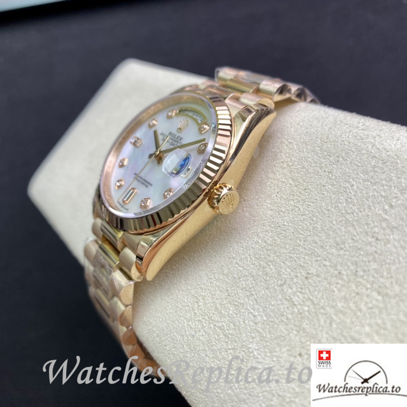 Swiss Rolex Datejust Replica 126233 Rose Gold strap 36MM - WatchesReplica.is