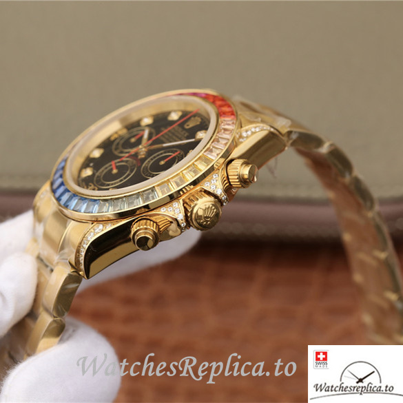 Swiss Rolex Daytona Replica 116598RBOW Yellow Gold strap 40MM - WatchesReplica.is