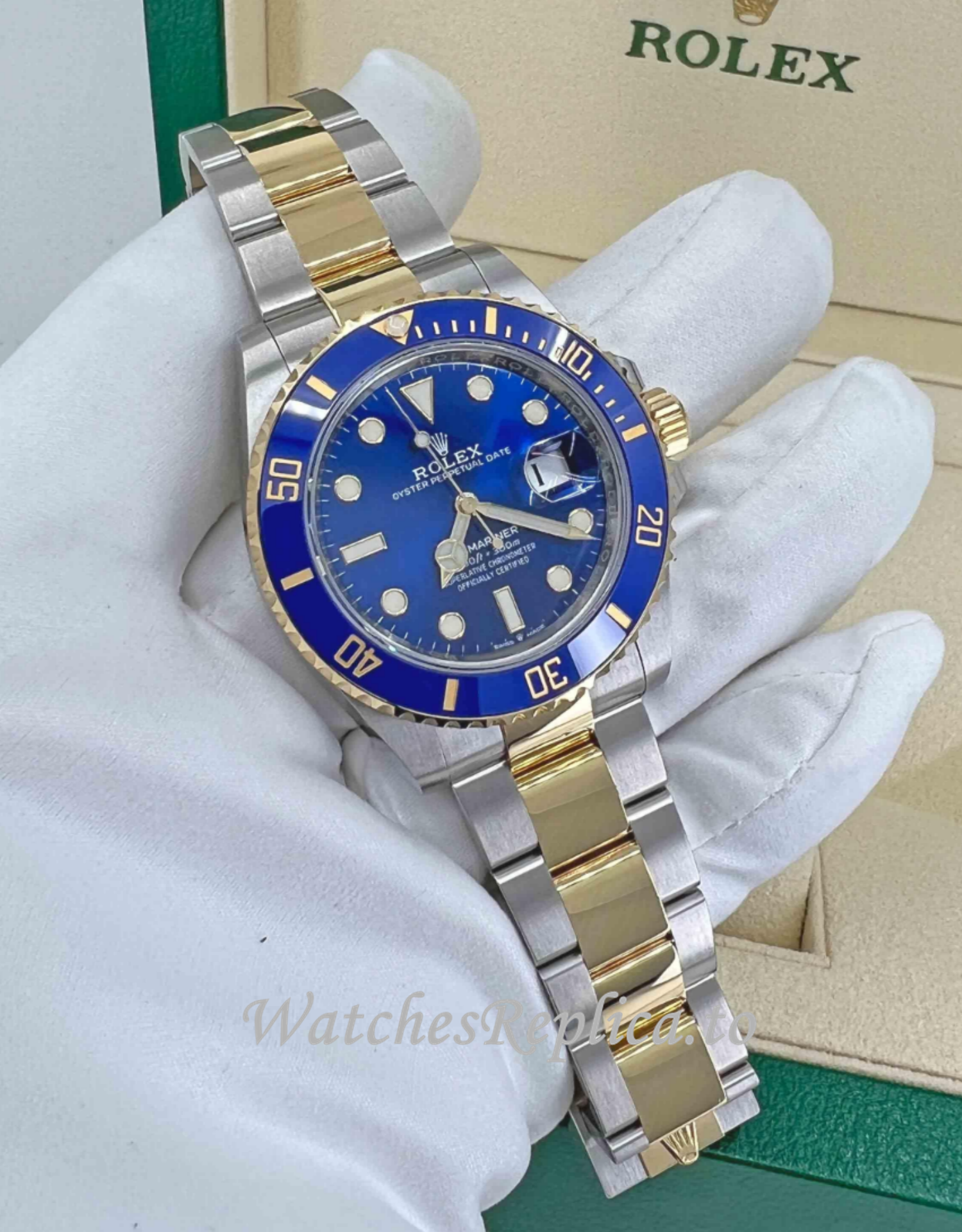 Rolex Submariner Date Stainless Steel 18K Yellow Gold Blue Dial 126613LB 41mm - WatchesReplica.is