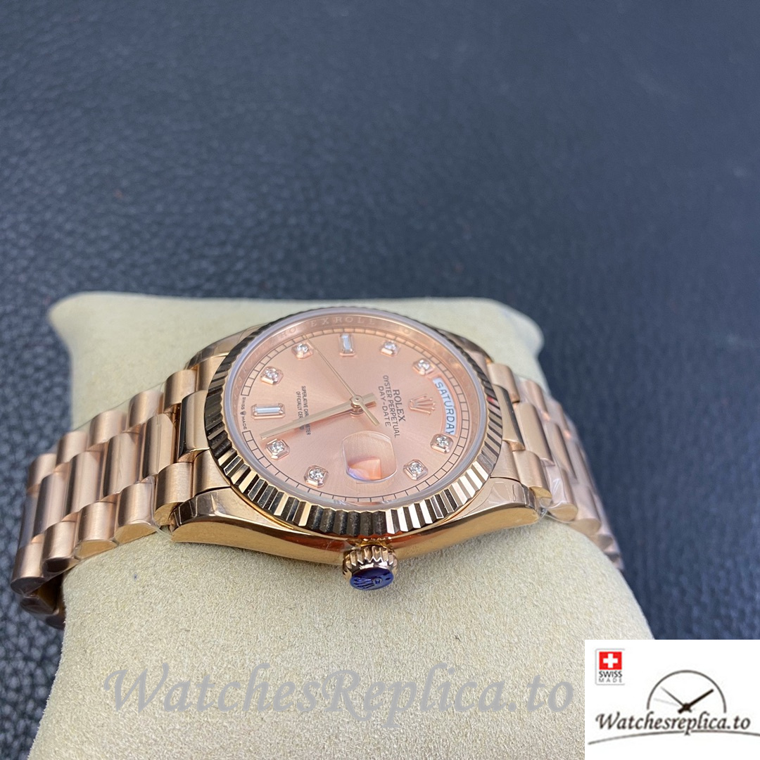 Swiss Rolex Datejust Replica 126233 Rose Gold strap 36MM - WatchesReplica.is