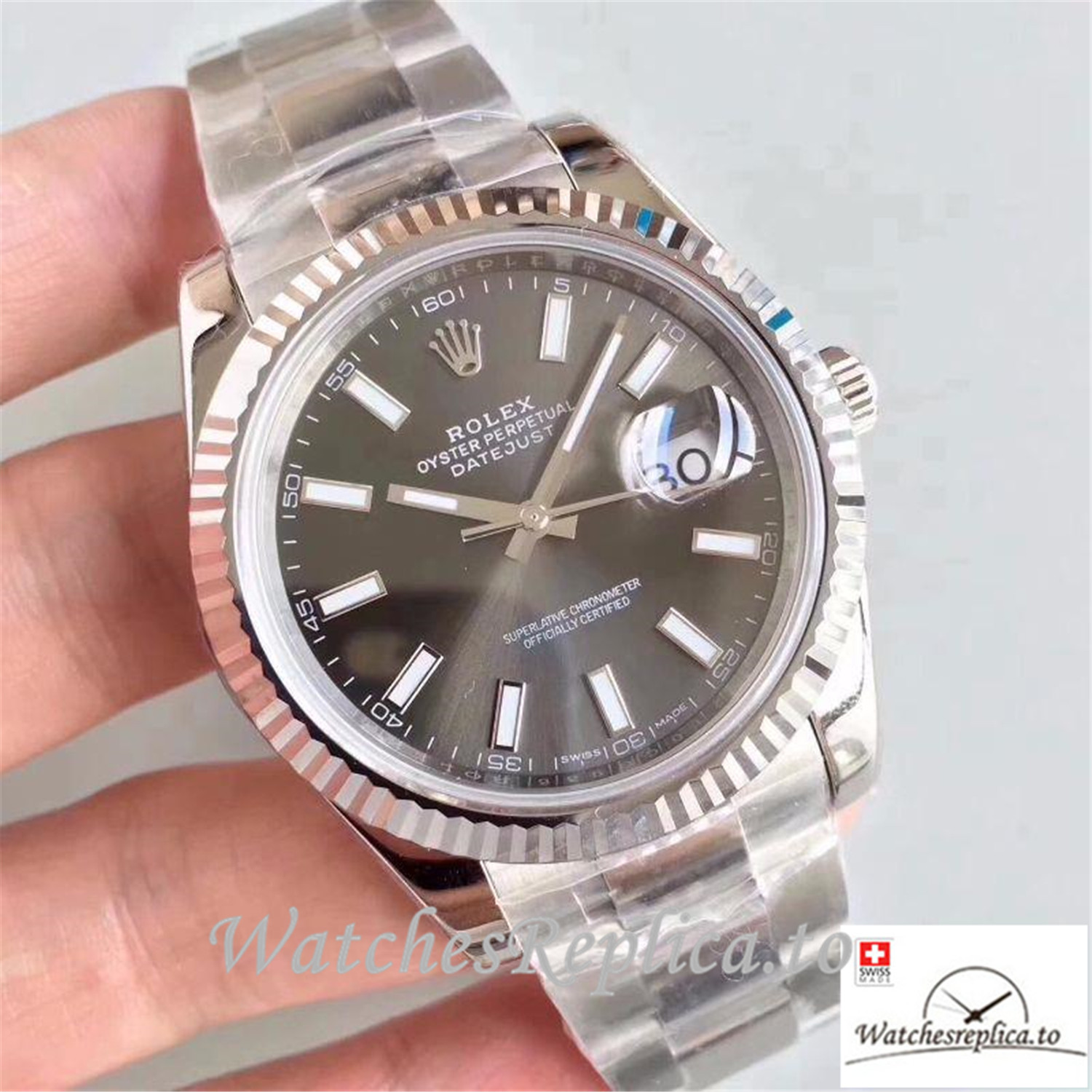 Swiss Rolex Datejust Replica M126334-0014 Grey Dial 41MM - WatchesReplica.is