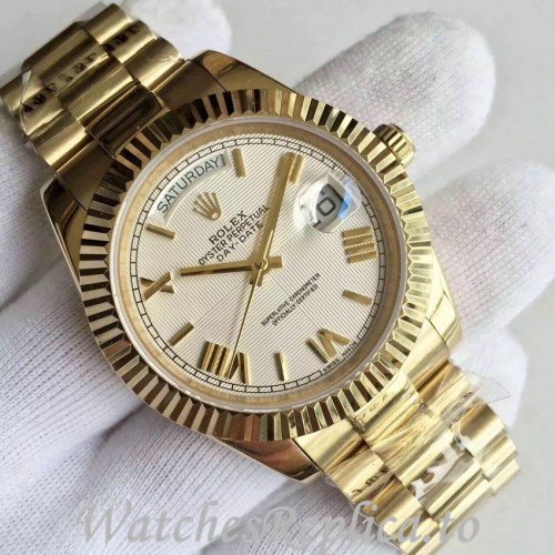 Swiss Rolex Day Date Replica 228348 Yellow Gold strap 40MM - WatchesReplica.is