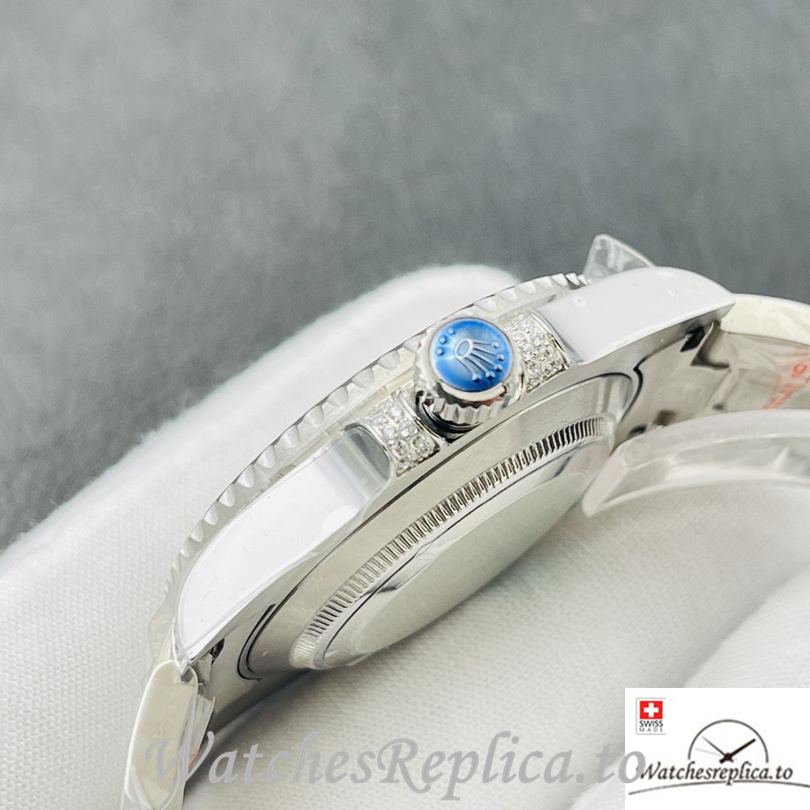 Swiss Rolex Submariner Replica Stainless steel strap 40MM Black Dial Diamonds Case - WatchesReplica.is