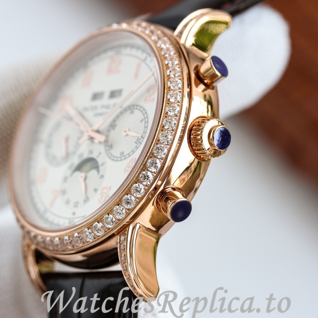 Patek Philippe Replica Complications Leather strap 41MM - WatchesReplica.is