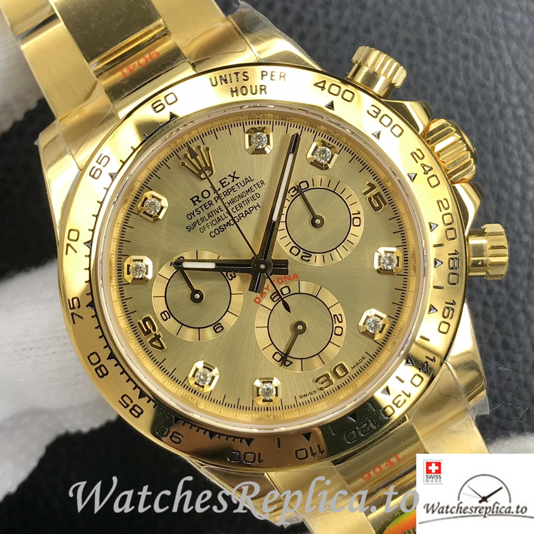 Swiss Rolex Daytona Replica 116508 Yellow Gold strap 40MM - WatchesReplica.is