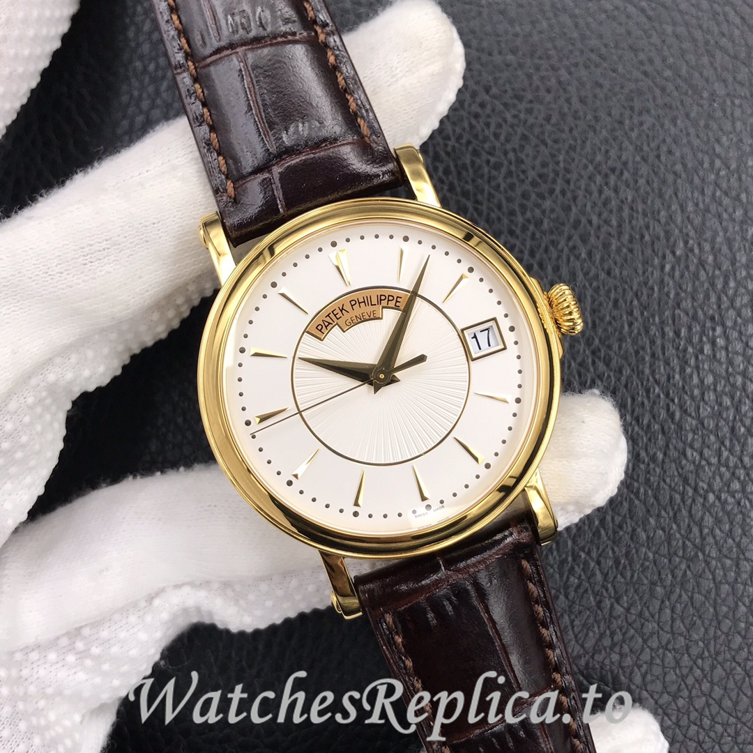 Patek Philippe Replica Calatrava 5153 Leather strap 38MM - WatchesReplica.is