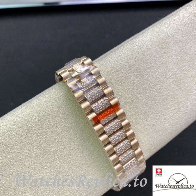 Swiss Rolex Datejust 128348 Replica Rose Gold strap 36MM - WatchesReplica.is