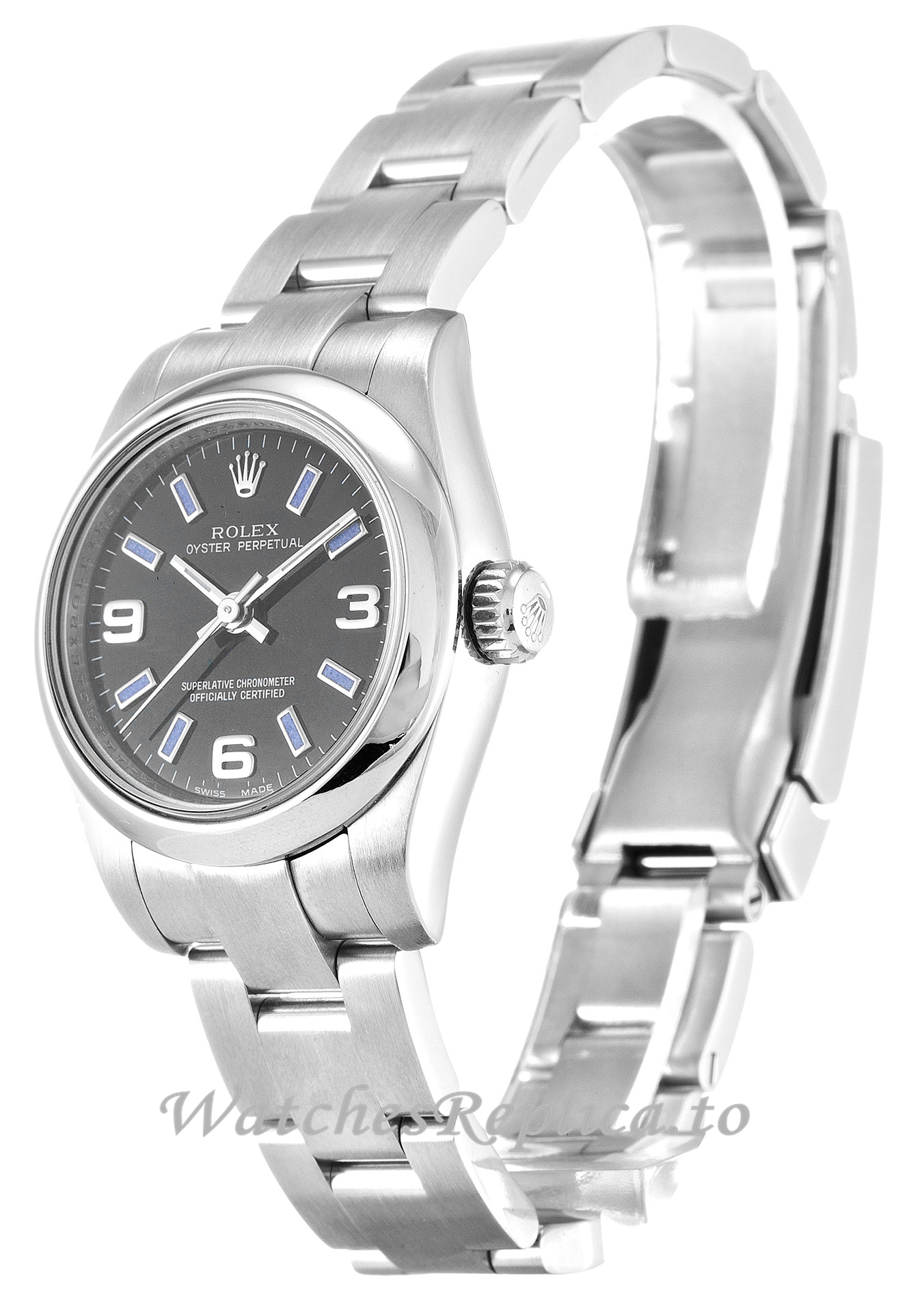 Rolex Lady Oyster Perpetual Black Dial 176200-26 MM - WatchesReplica.is