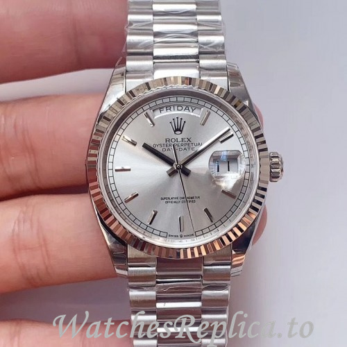 Swiss Rolex Day Date Replica 128239 Stainless steel strap 36MM - WatchesReplica.is