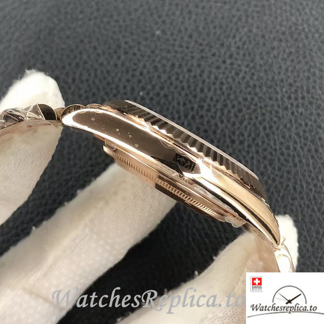 Swiss Rolex Day Date Replica 218399 Rose Gold strap 40MM - WatchesReplica.is