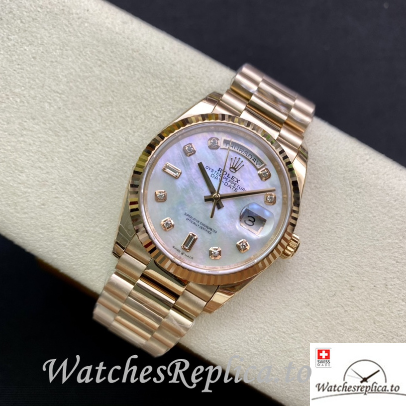 Swiss Rolex Datejust Replica 126233 Rose Gold strap 36MM - WatchesReplica.is