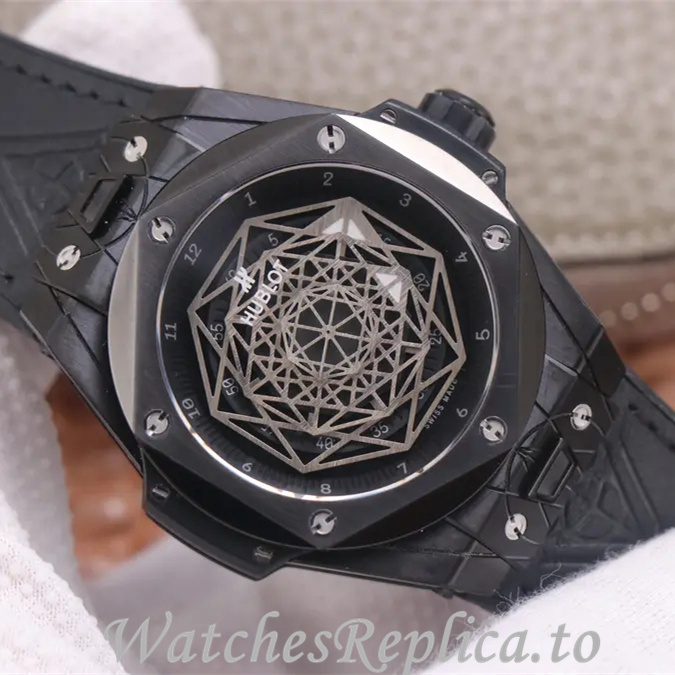 Hublot Replica Big Bang Sang Bleu Leather strap 45MM - WatchesReplica.is