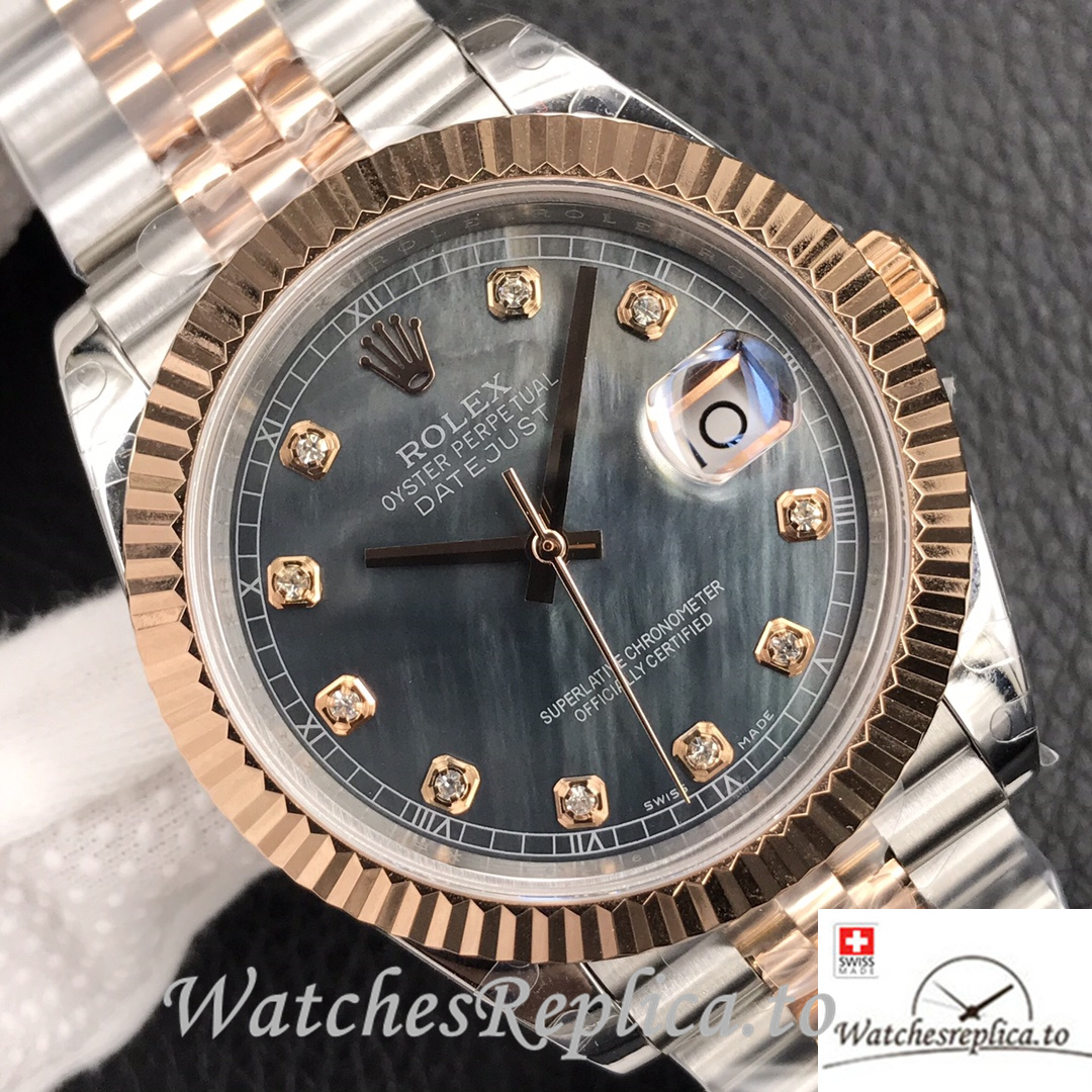 Swiss Rolex Datejust Replica Stainless steel strap 41MM Mother of pearl Dial - WatchesReplica.is
