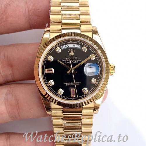 Swiss Rolex Day Date Replica 128238 Yellow Gold strap 36MM - WatchesReplica.is