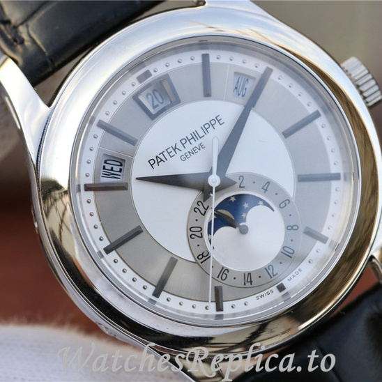 Patek Philippe Replica Complications 5205G Leather strap 40MM - WatchesReplica.is
