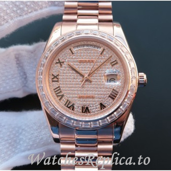 Swiss Rolex Day Date Replica 218399 Rose Gold strap 41MM - WatchesReplica.is