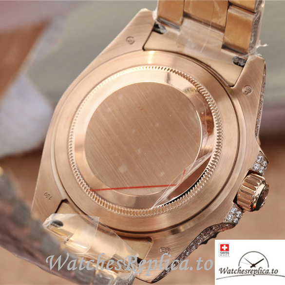 Swiss Rolex GMT-Master Replica 116769TBR-74779B Rose Gold and Diamonds strap 40MM - WatchesReplica.is