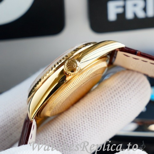 Swiss Rolex Day Date Replica 118139 Leather strap 36MM - WatchesReplica.is