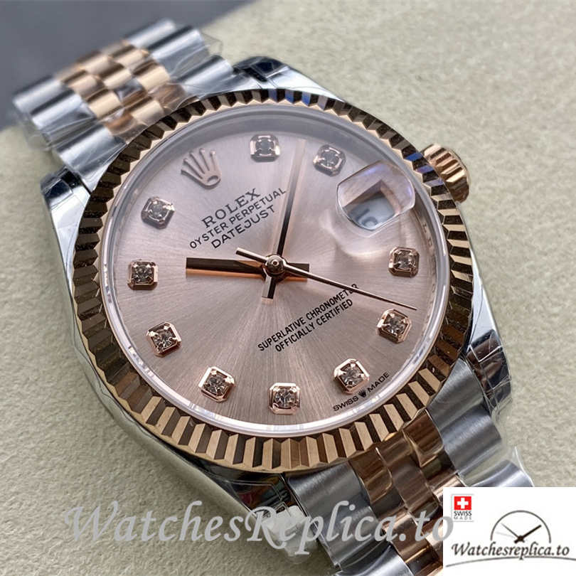 Swiss Rolex Datejust Replica Stainless steel strap 31MM Diamonds Marks - WatchesReplica.is