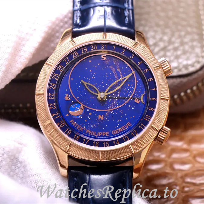 Patek Philippe Replica Complications Leather strap 42MM - WatchesReplica.is