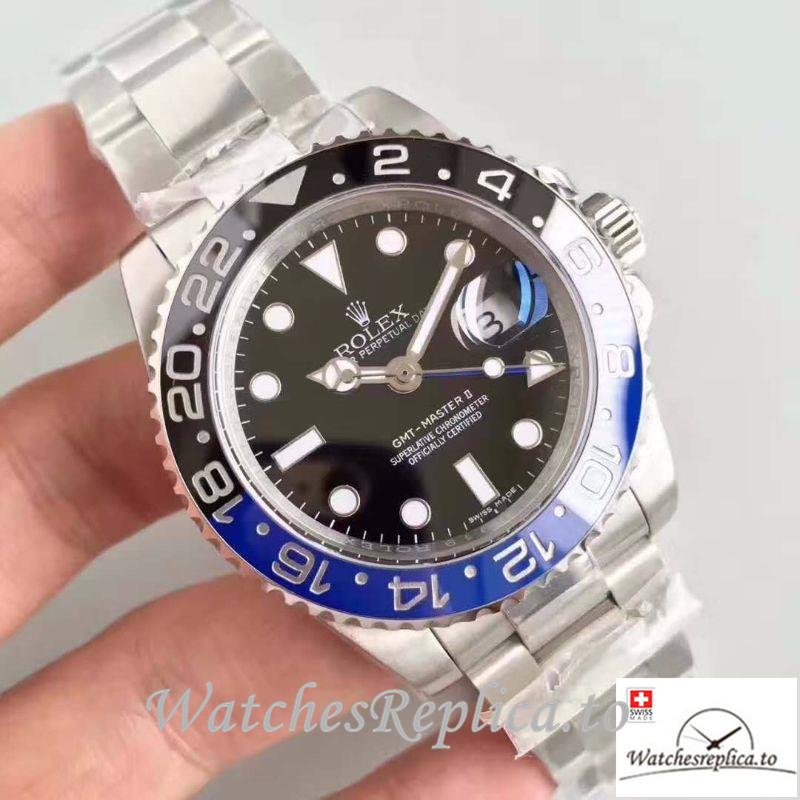 Swiss Rolex GMT-Master II Replica 116710BLNR Silver Strap 40MMx12.1MM - WatchesReplica.is