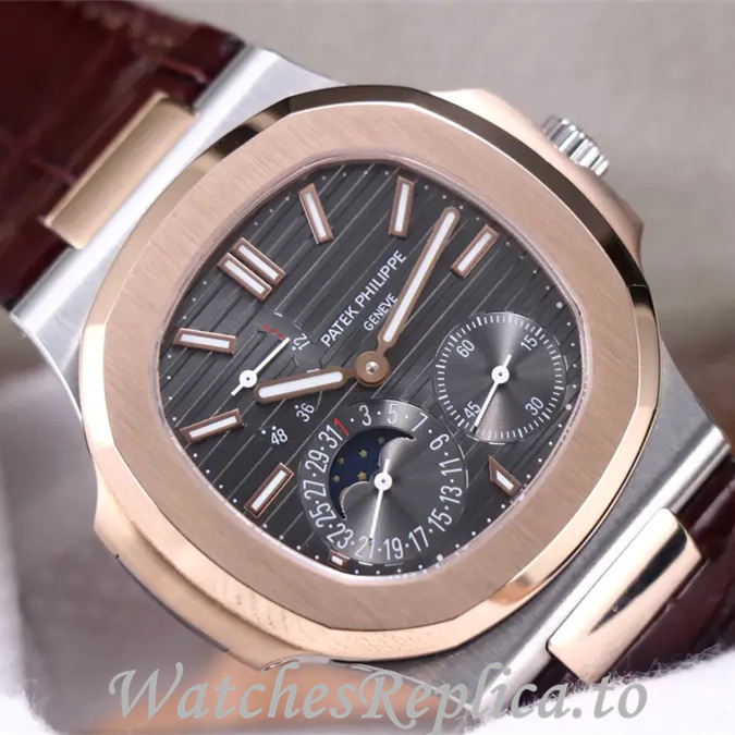 Patek Philippe Replica Nautilus 5712 Leather strap 40MM - WatchesReplica.is