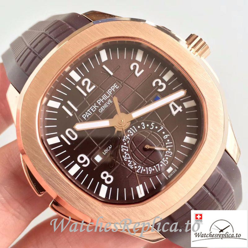 Swiss Patek Philippe Aquanaut Travel Time Replica 5164R-001 Dark Brown Strap 40.5MM - WatchesReplica.is