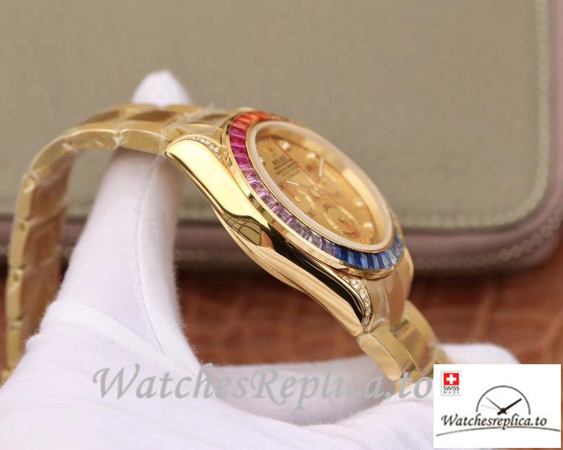 Swiss Rolex Daytona Cosmograph Replica 116598RBOW 001 Gold Strap 40MM - WatchesReplica.is