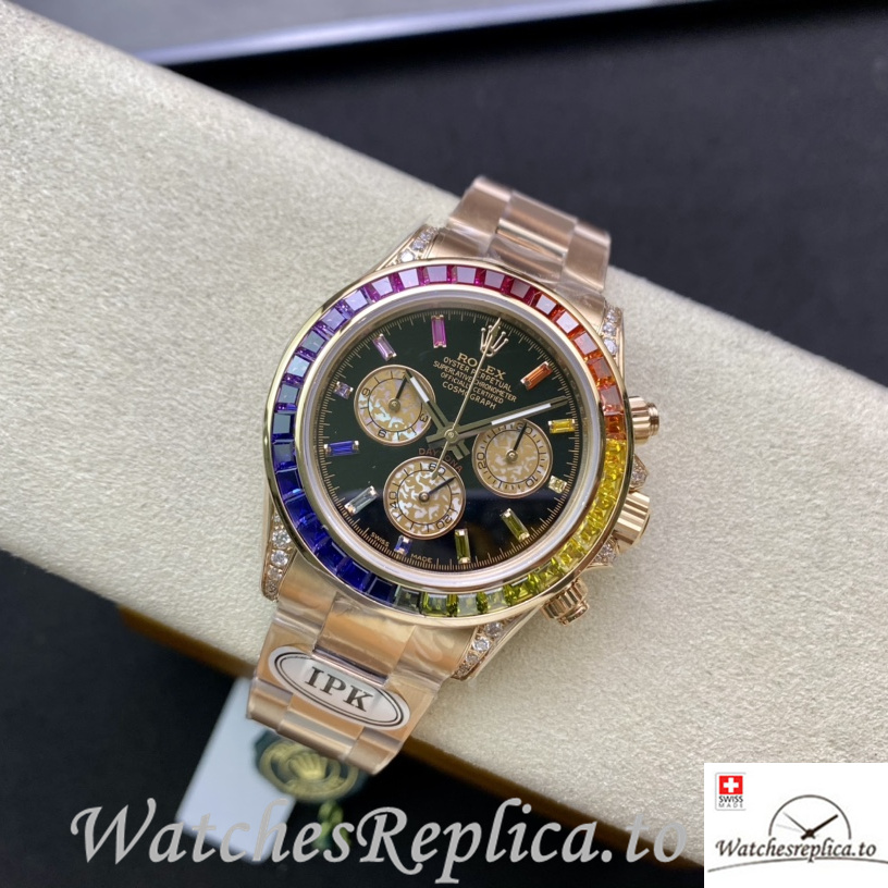 Swiss Rolex Daytona 116598RBOW Replica Rose Gold strap 40MM - WatchesReplica.is