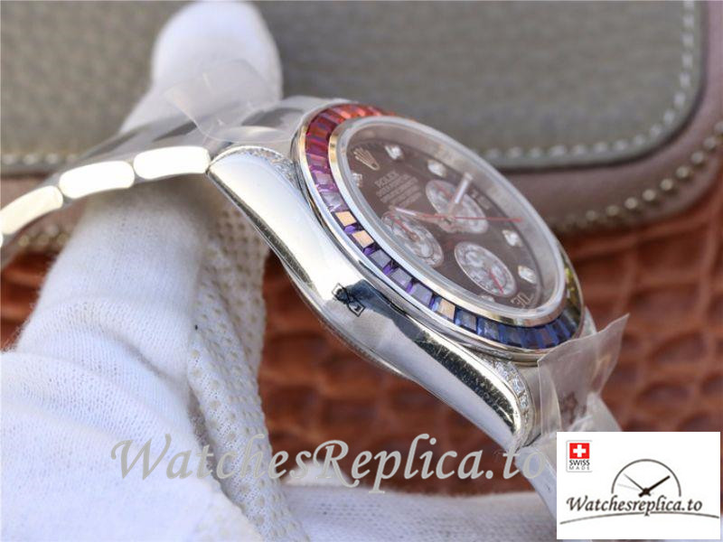 Swiss Rolex Daytona Cosmograph Rainbow Replica 116595RBOW Silver Strap 40MM - WatchesReplica.is