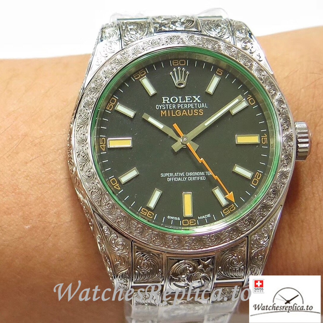 Swiss Rolex Milgauss Replica Stainless steel strap 40MM - WatchesReplica.is