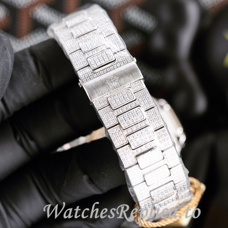Patek Philippe Replica Nautilus 5711 Diamonds paved strap 40MM - WatchesReplica.is