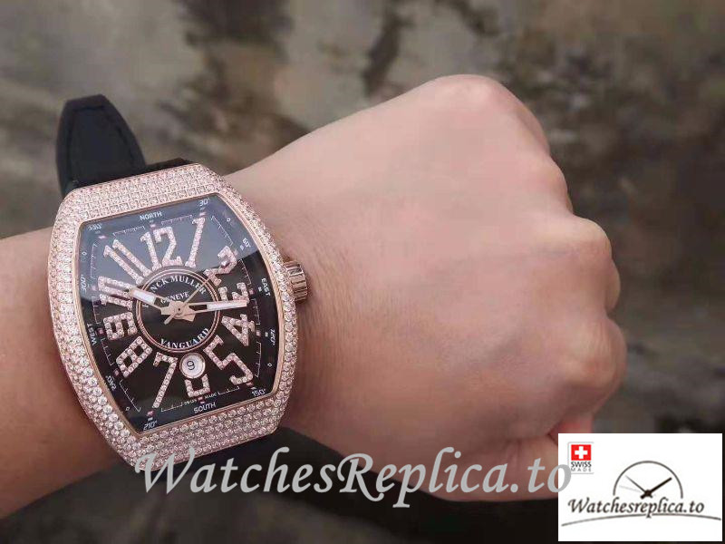 Swiss Franck Muller Vanguard Replica V45.SC.DT.D.NBR.CD.5N.NR Black Strap 44 MM × 54 MM - WatchesReplica.is