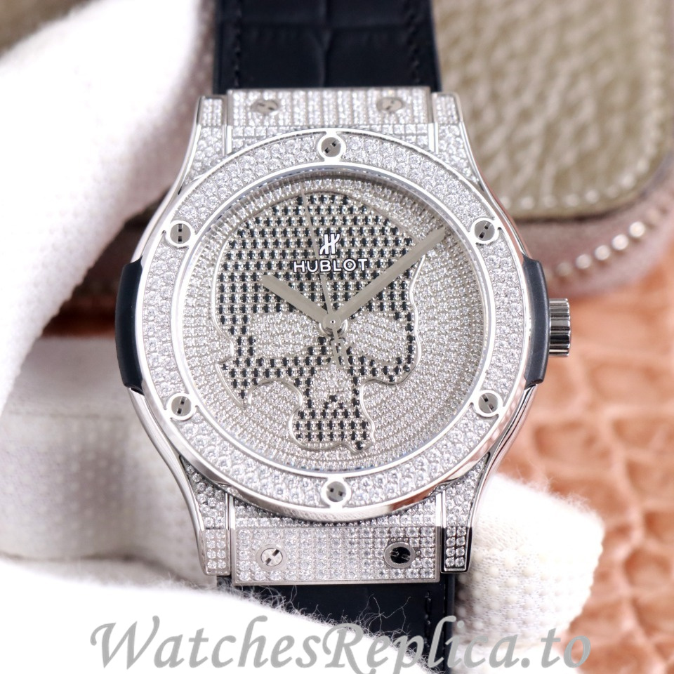 Hublot Replica Full drill series Leather strap 45MM - WatchesReplica.is