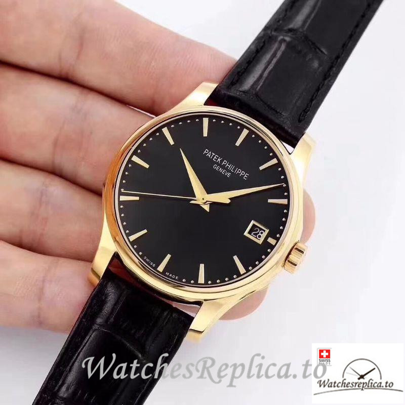 Swiss Patek Philippe Calatrava Replica 5227 001 Black Strap 39MM - WatchesReplica.is