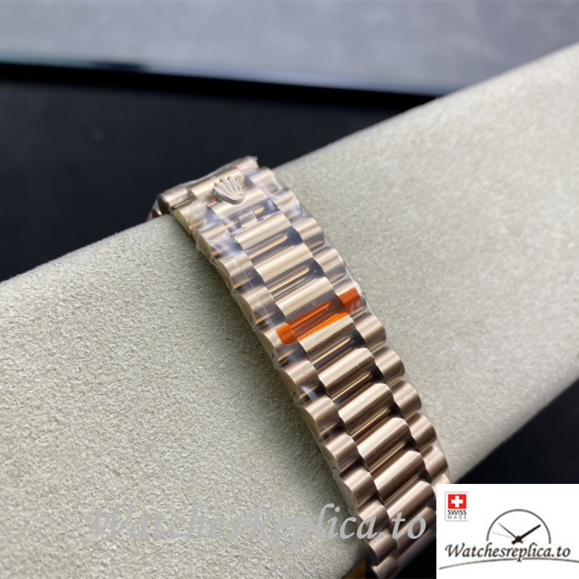 Swiss Rolex Day Date Replica 228235 Rose Gold strap 40MM - WatchesReplica.is