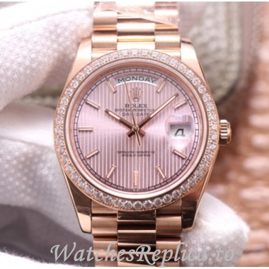 Swiss Rolex Day Date Replica 228345 Rose Gold strap 40MM - WatchesReplica.is