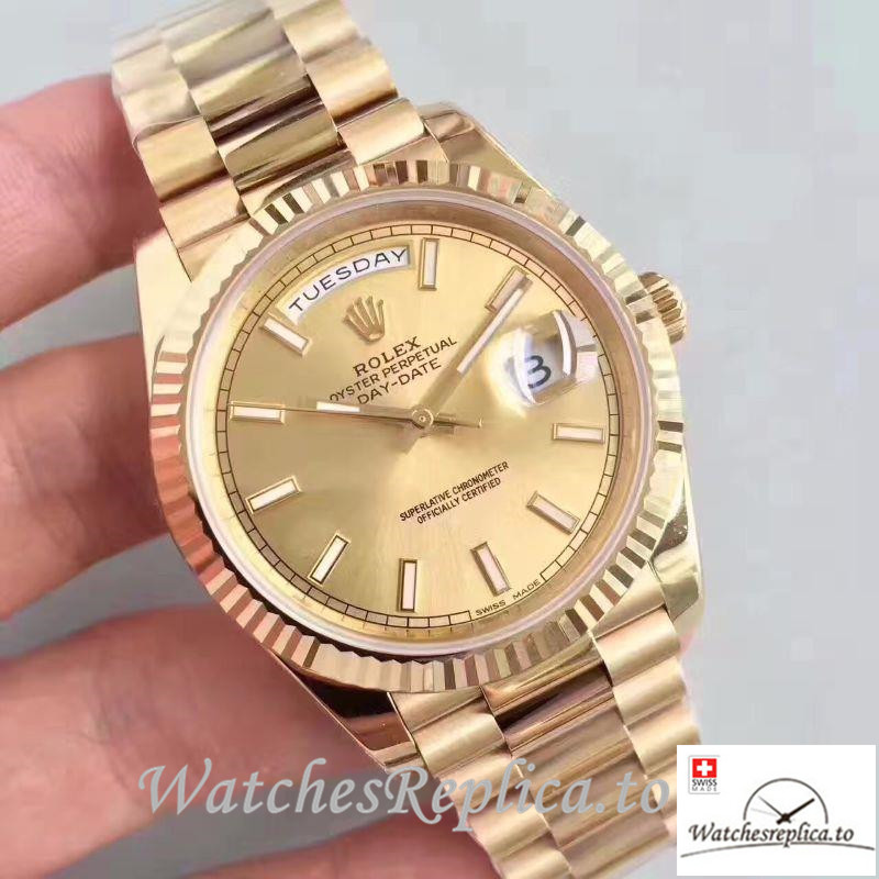 Swiss Rolex Day Date Replica M228238-0003 Gold strap 40MM - WatchesReplica.is